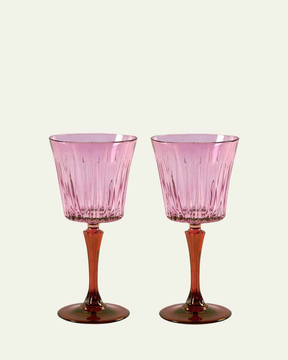 Pink Shaded Stemmed Water Glasses, Set of 2